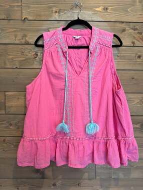 Crown and Ivy Pink Tank Bohemian Summer Womens 2X